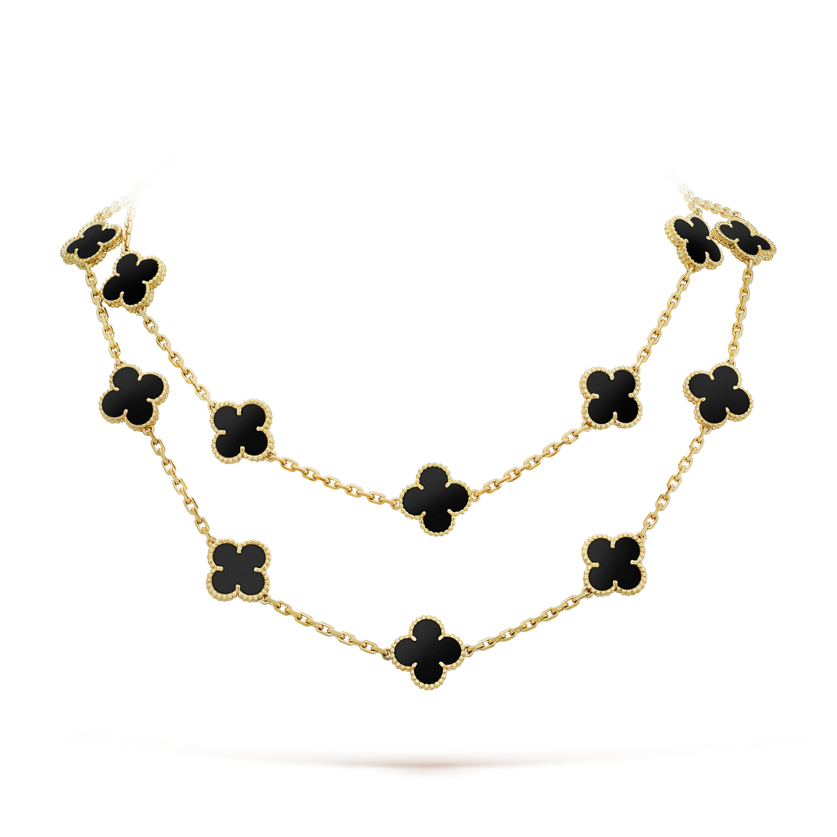 Van Cleef & Arpels Vintage Alhambra Black Onyx 20 Motifs Long Necklace